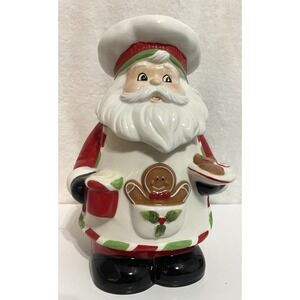 Sleigh Bell Bistro Ceramic Baking Santa Claus Cookie Jar